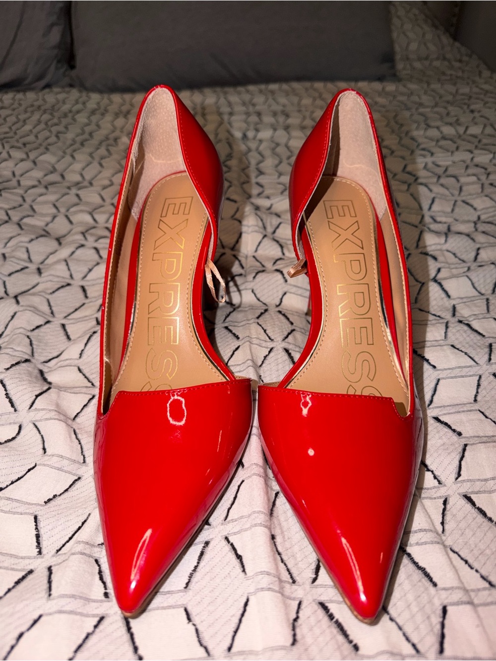 Express Red Pointed Toe D'Orsay Patent Pumps